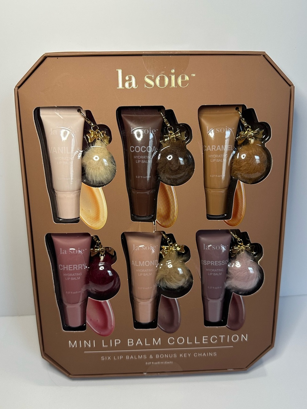 La Soie Mini Lip Balm Collection 6 Piece Tinted Lip Balms w/ Keychains - New - Picture 3 of 6